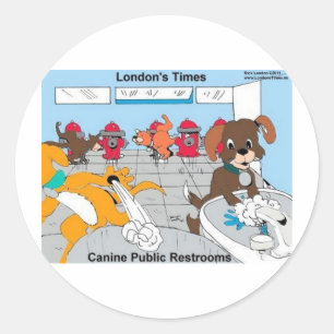 Honden Openbare Toiletten Grappige Cadeaus T-shirt Ronde Sticker
