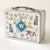 Honden Patroon en  Waterverf bloemen monogram (Achterkant)