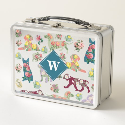Honden Patroon en  Waterverf bloemen monogram (Voorkant)