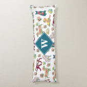 Honden Patroon en  Waterverf bloemen monogram Lichaamskussen (Achterkant (Verticaal))