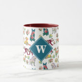Honden Patroon &  Flowers Monogram Mok (Midden)