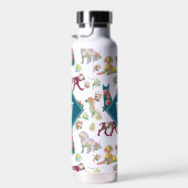 Honden Patroon &  Flowers Monogram Waterfles (Rechts)