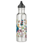 Honden Patroon &  Flowers Monogram Waterfles (Rechts)