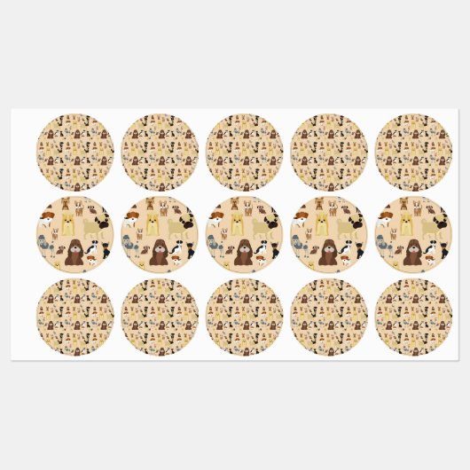 honden patroon. labels (Vel)