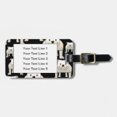 Honden Patroon. Witte Bulldogs op Black. Bagagelabel (Voorkant horizontaal)