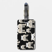 Honden Patroon. Witte Bulldogs op Black. Bagagelabel (Achterkant verticaal)