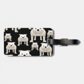 Honden Patroon. Witte Bulldogs op Black. Bagagelabel (Achterkant horizontaal)