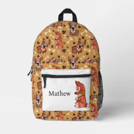 HONDEN PATROONPOOTPRINTS EN HONDEN BOTTEN PATROONN BEDRUKTE RUGZAK