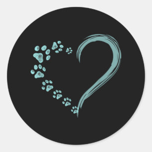 Honden Paw Print Hart Hond Mam Ronde Sticker