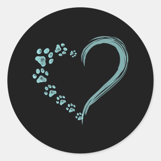 Honden Paw Print Hart Hond Mam Ronde Sticker (Voorkant)