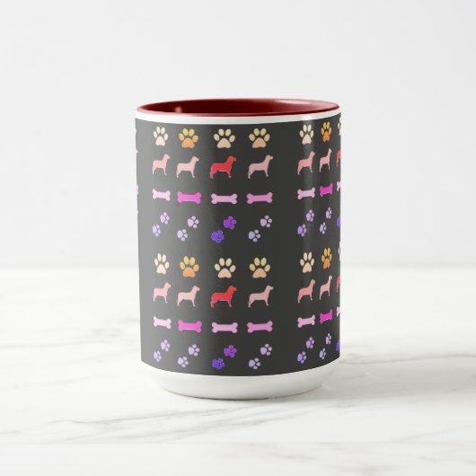 Honden, Paw Prints en Dog Botten Koffie Mok (Midden)