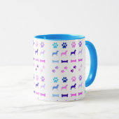 Honden, Paw Prints en Dog Botten Koffie Mok (Voorkant rechts)
