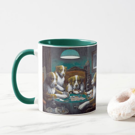 Honden Pokeren Cassius Marcellus Coolidge 1894 Mok (Met donut)