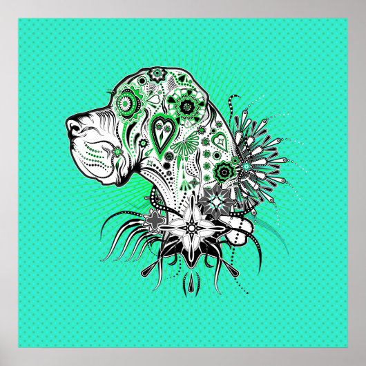 Honden Portret Groen Poster (Voorkant)