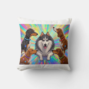 Honden Puppies met regenboog achtergrond Kussen