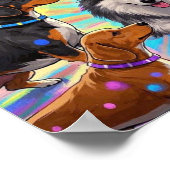 Honden Puppies met regenboog achtergrond Poster (Hoek)