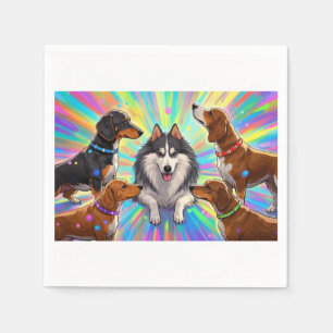 Honden Puppies met regenboog achtergrond Servet