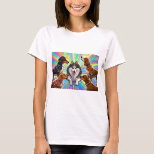 Honden Puppies met regenboogachtergrond T-shirt