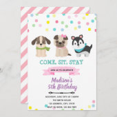 Honden Puppies Verjaardagsuitnodiging Kaart (Voorkant / Achterkant)