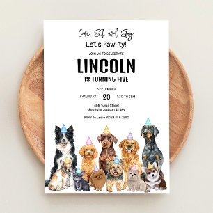 Honden Puppies Verjaardagsuitnodiging Kaart