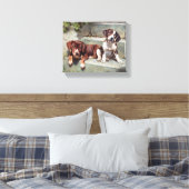 Honden Puppies Vintage Canvas Afdruk (Insitu (Slaapkamer))