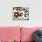Honden Puppies Vintage Canvas Afdruk (Insitu (Woonkamer))