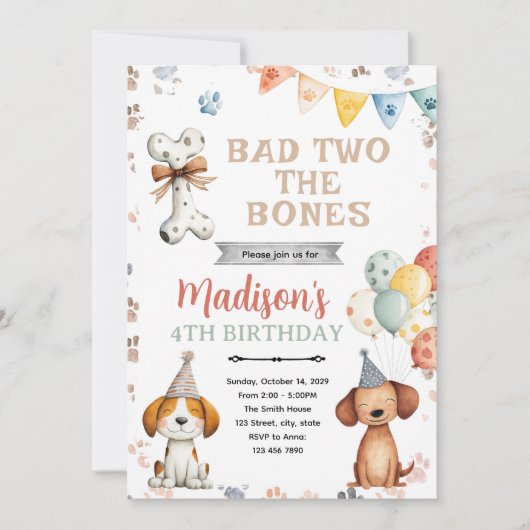 Honden puppy verjaardagsfeest uitnodiging (Voorkant)