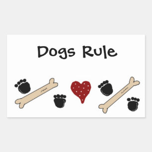Honden Regeren - Pootafdrukken en Botten Rechthoekige Sticker
