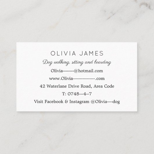 Honden rennen in veld hond lopen en huisdier verzo visitekaartje (Achterkant)