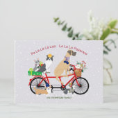 Honden rijden op een fiets Cadeaus mand Kerst Kaart (Staand voorkant)