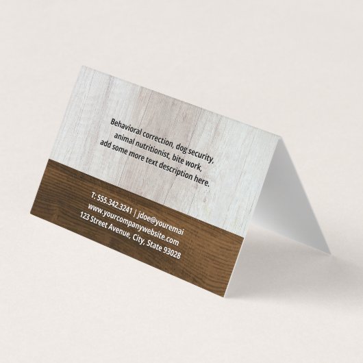 Honden Roedel | Hondentraining | Houtstructuur Visitekaartje (Achterkant)