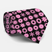 Honden - Roze op zwart Stropdas (Opgerold)