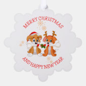 Honden Santa en rendieren Ornament Kaart (Achterkant)