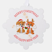 Honden Santa en rendieren Ornament Kaart (Voorkant)