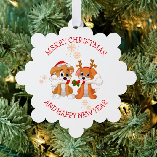 Honden Santa en rendieren Ornament Kaart (Insitu (Drie))