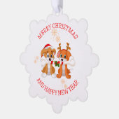 Honden Santa en rendieren Ornament Kaart (Links)