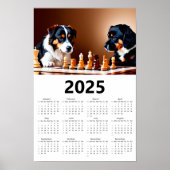 Honden schaakspel Kalender 2025 Poster (Voorkant)