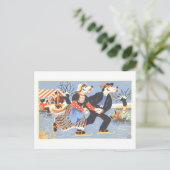  honden schaatsen winter briefkaart (Staand voorkant)