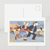  honden schaatsen winter briefkaart (Voorkant / Achterkant)