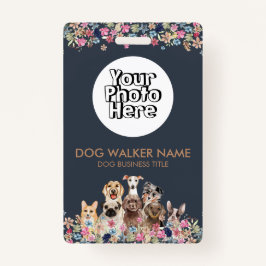 Honden Schattige Bloemen Waterverf Foto Badge