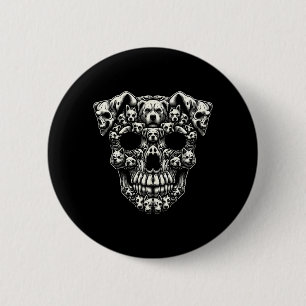 Honden schedel Röntgenfoto Halloween skelet Zwart Ronde Button 5,7 Cm