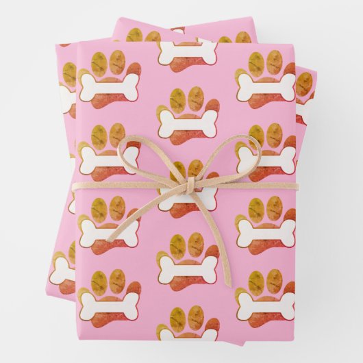 Honden schilderen, afdrukken en bonnen met textiel inpakpapier vel (In situ)