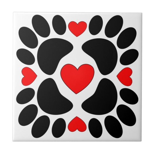 Honden schilderen en rode harten tegeltje (Voorkant)