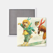 Honden schuiven op Ice  Magnet (Voorkant / Achterkant)