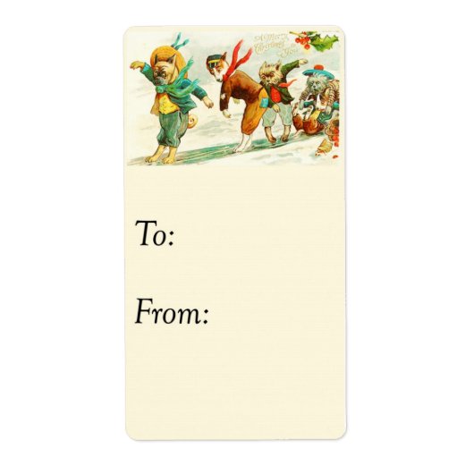 honden schuiven op ijscadeau-Label Etiket (Voorkant)