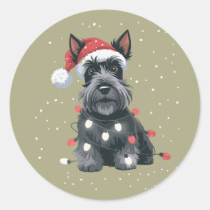 Honden Scottie Schotse Terrier Kerst Hond Moeder Ronde Sticker