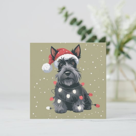 Honden Scottie Schotse Terriër Kersthond Mam Feestdagenkaart (Staand voorkant)