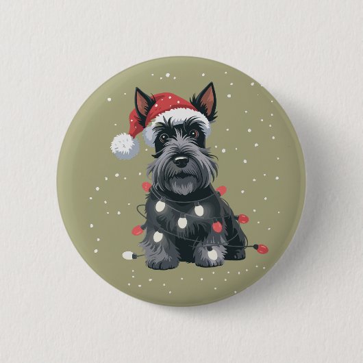 Honden Scottie Schotse Terriër Kersthond Mam Ronde Button 5,7 Cm (Voorkant)
