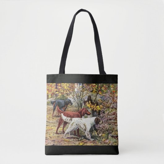 honden Setter Trio Black Tote Bag (Voorkant)
