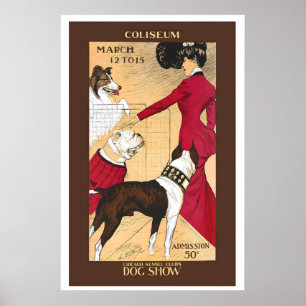 Honden Show Chicago Kennel Club Vintage Reclame Poster
